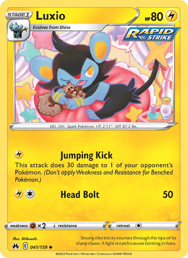 Luxio Reverse Holo 041/159 Crown Zenith Pokémon Card