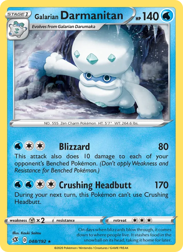 Galarian Darmanitan Reverse Holo 048/192 Rebel Clash Pokémon Card