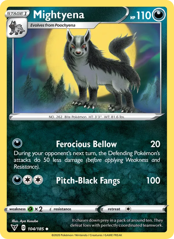 Mightyena Reverse Holo 104/185 Vivid Voltage Pokémon Card
