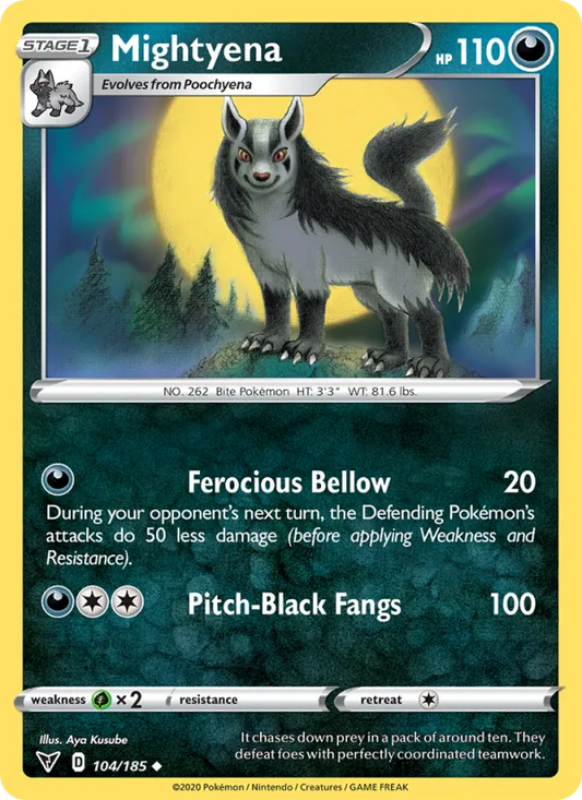 Mightyena Reverse Holo 104/185 Vivid Voltage Pokémon Card