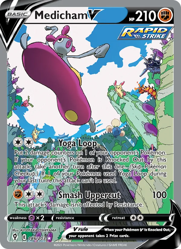 Medicham V Holo 186/203 Evolving Skies Pokémon Card