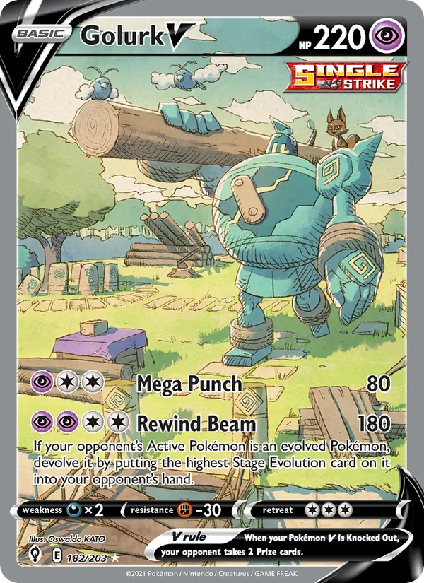 Golurk V Holo 182/203 Evolving Skies Pokémon Card