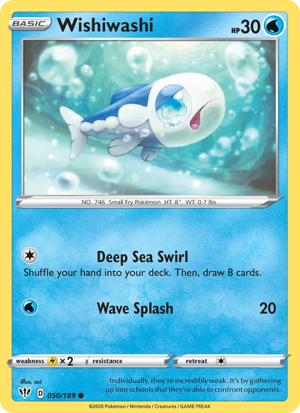 Wishiwashi Reverse Holo 050/189 Darkness Ablaze Pokémon Card