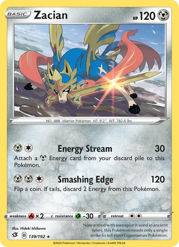 Zacian Reverse Holo 139/192 Rebel Clash Pokémon Card