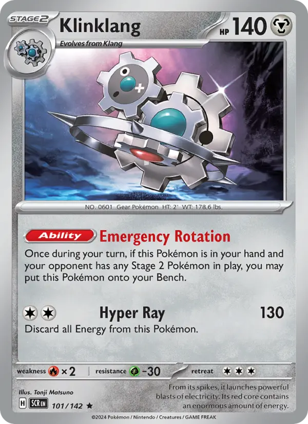 Klinklang Reverse Holo 101/142 Stellar Crown Pokémon Card