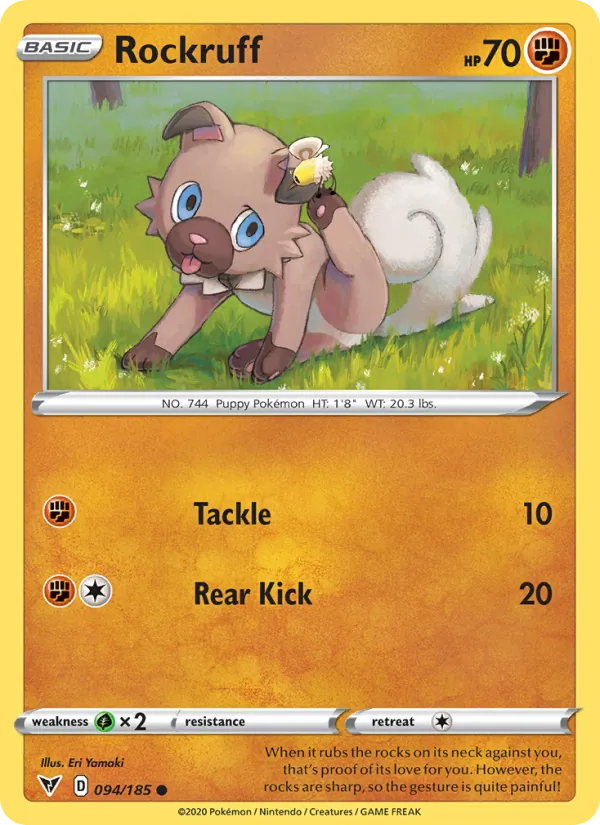 Rockruff Reverse Holo 094/185 Vivid Voltage Pokémon Card