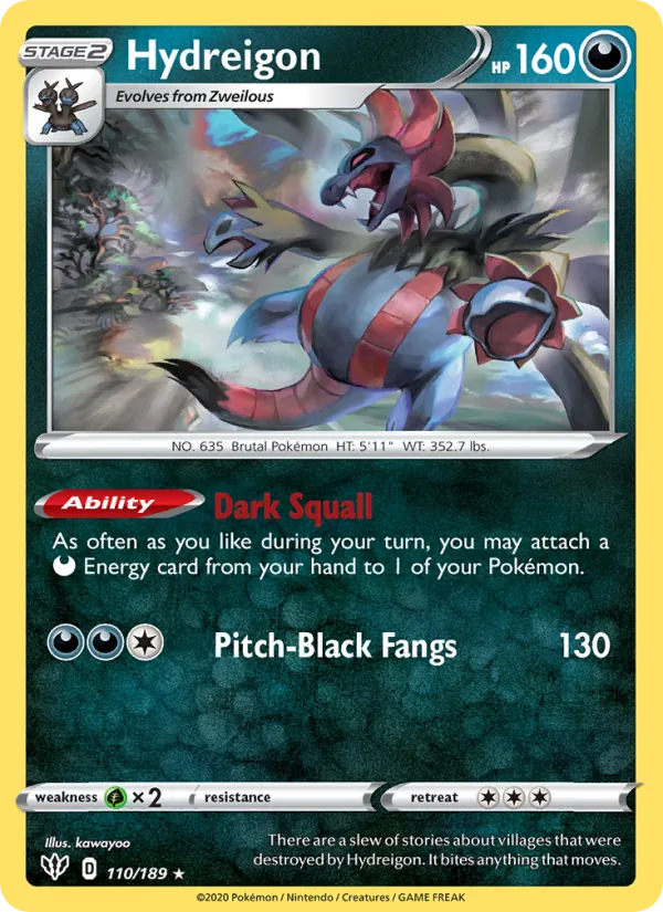 Hydreigon Reverse Holo 110/189 Darkness Ablaze Pokémon Card