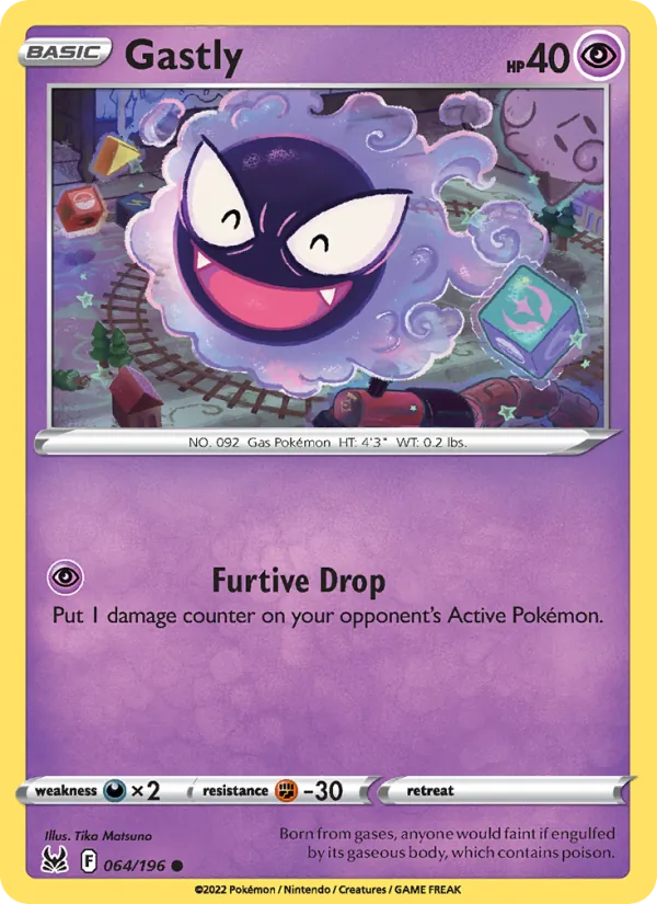 Gastly Reverse Holo 064/196 Lost Origin Pokémon Card