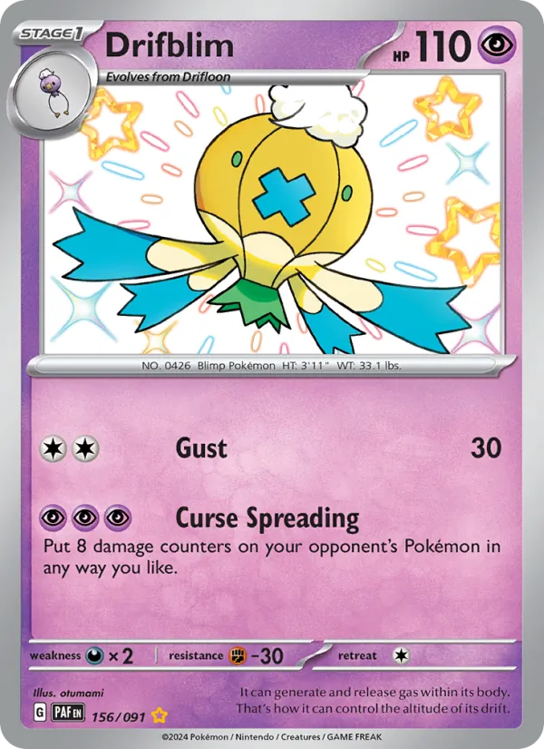 Drifblim Holo 156/91 Paldean Fates Pokémon Card