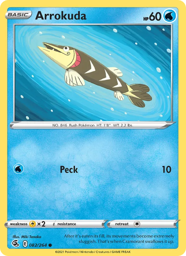 Arrokuda Reverse Holo 082/264 Fusion Strike Pokémon Card