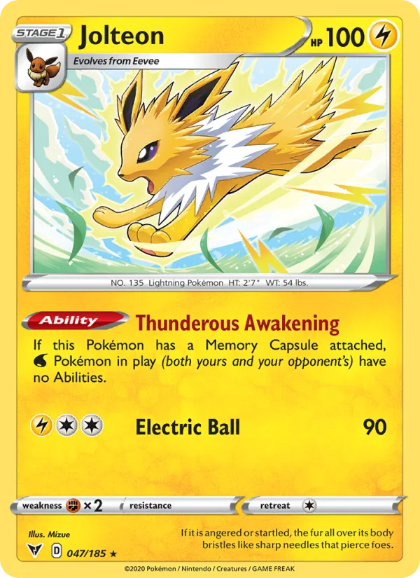 Jolteon Reverse Holo 047/185 Vivid Voltage Pokémon Card