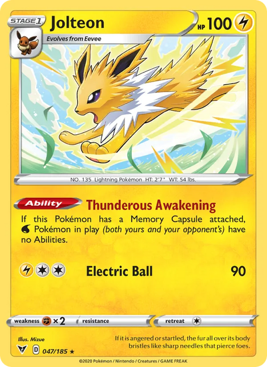 Jolteon Reverse Holo 047/185 Vivid Voltage Pokémon Card