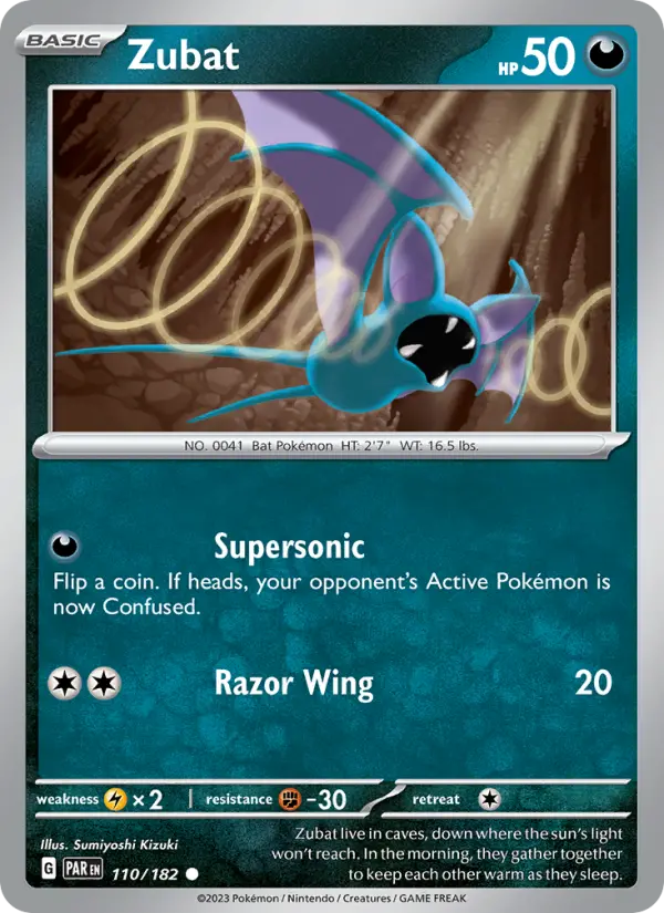 Zubat Reverse Holo 110/182 Paradox Rift Pokémon Card