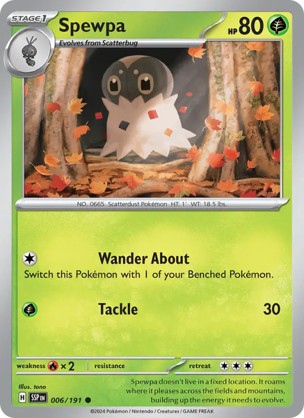 Spewpa Reverse Holo 006/191 Surging Sparks Pokémon Card