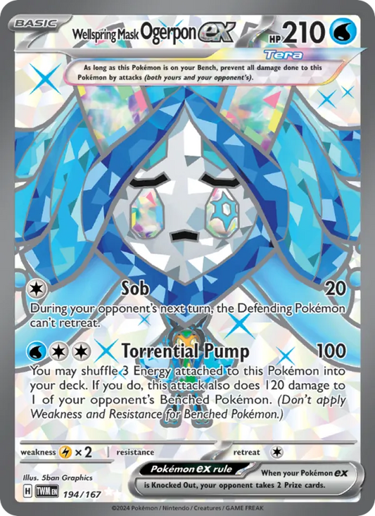 Wellspring Mask Ogerpon ex Holo 194/167 Twilight Masquerade Pokémon Card