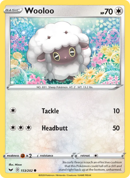 Wooloo Reverse Holo 153/202 Sword & Shield Pokémon Card