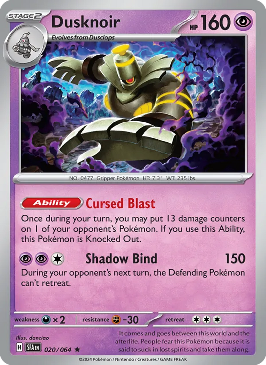 Dusknoir Holo 020/64 Shrouded Fable Pokémon Card