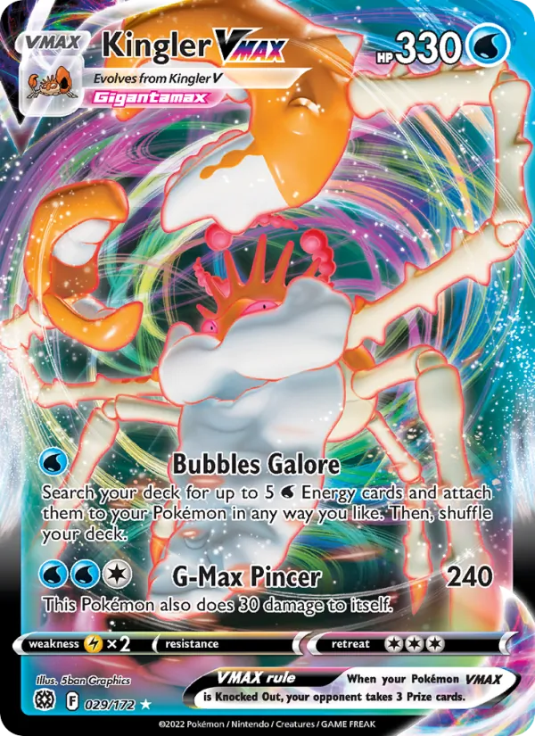 Kingler VMAX Holo 029/172 Brilliant Stars Pokémon Card