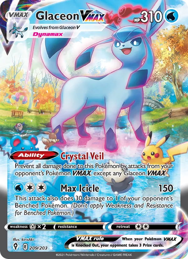 Glaceon VMAX Holo 209/203 Evolving Skies Pokémon Card