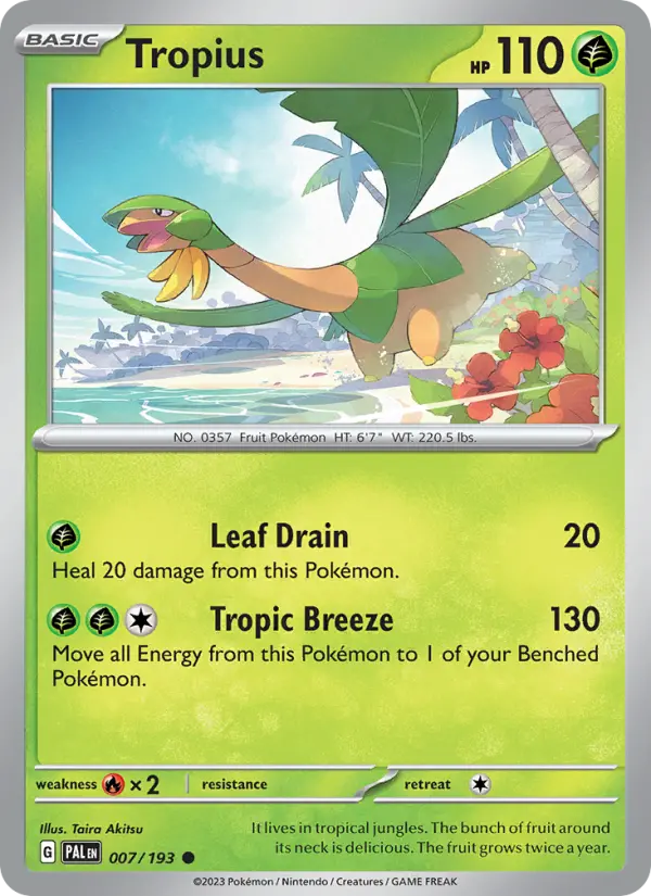 Tropius Non-Foil 007/193 Paldea Evolved Pokémon Card