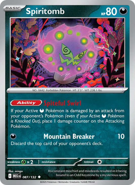 Spiritomb Non-Holo 087/132 Mega Evolution Pokémon Card