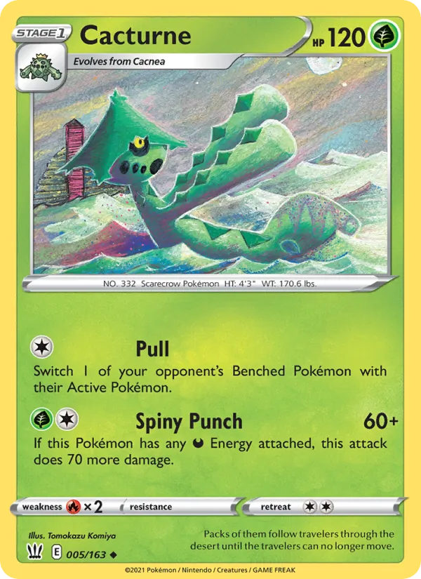 Cacturne Reverse Holo 005/163 Battle Styles Pokémon Card