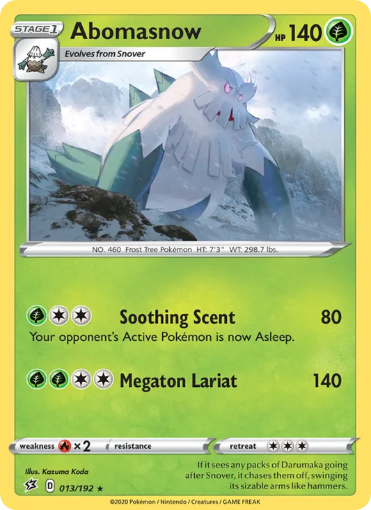 Abomasnow Reverse Holo 013/192 Rebel Clash Pokémon Card