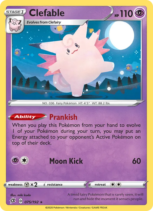 Clefable Holo 075/192 Rebel Clash Pokémon Card