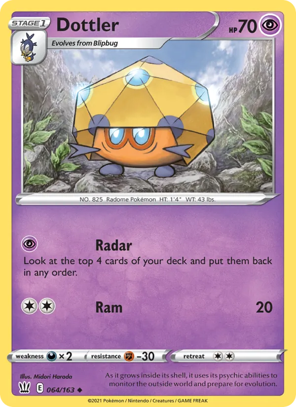 Dottler Reverse Holo 064/163 Battle Styles Pokémon Card