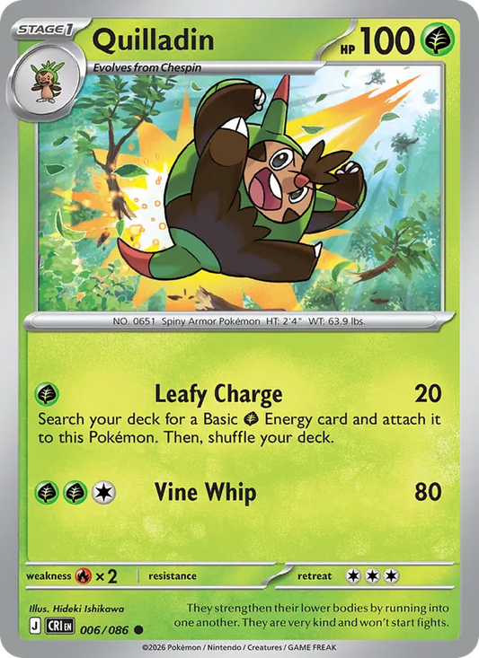 Quilladin Normal 006/86 Chaos Rising Pokémon Card