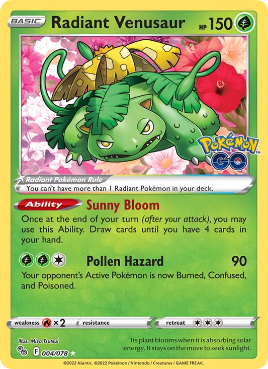 Radiant Venusaur Holo 004/78 Pokémon GO Pokémon Card