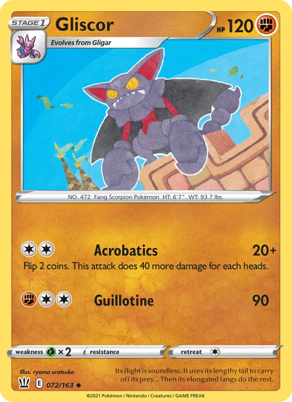 Gliscor Reverse Holo 072/163 Battle Styles Pokémon Card