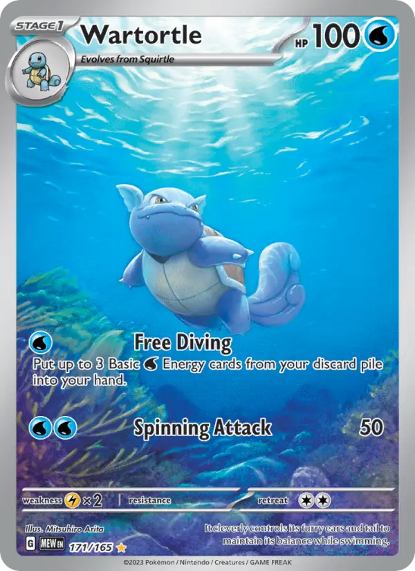 Wartortle Holo 171/165 151 Pokémon Card