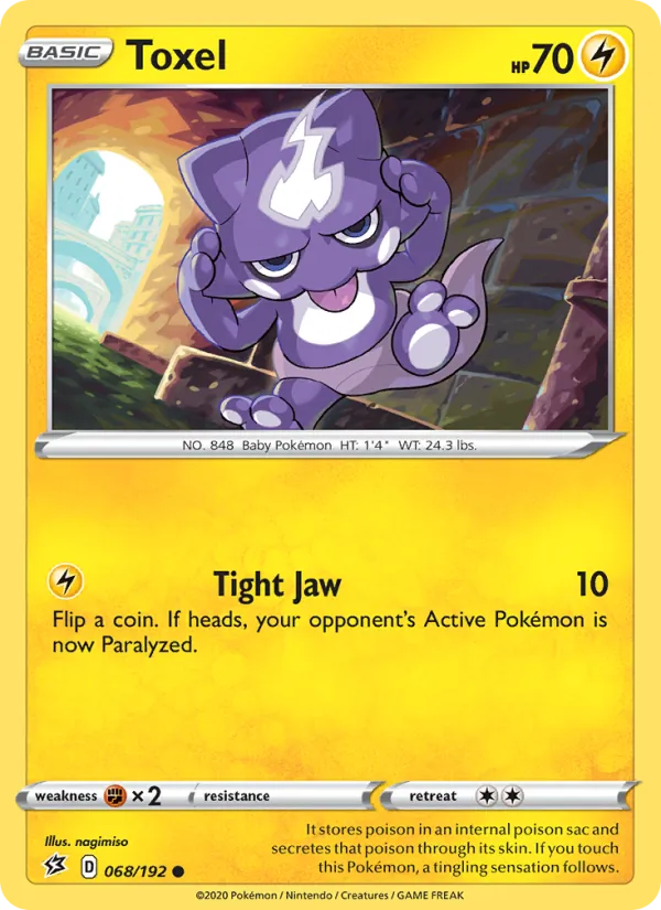 Toxel Reverse Holo 068/192 Rebel Clash Pokémon Card