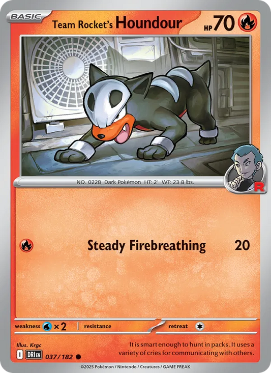 Team Rocket's Houndour Normal 037/182 Destined Rivals Pokémon Card