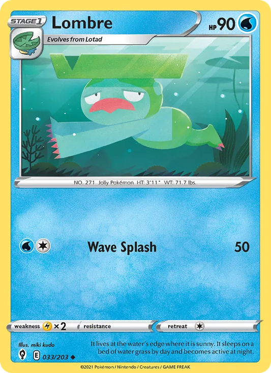 Lombre Reverse Holo 033/203 Evolving Skies Pokémon Card