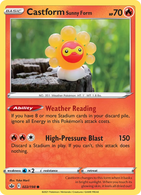 Castform Sunny Form Reverse Holo 022/198 Chilling Reign Pokémon Card