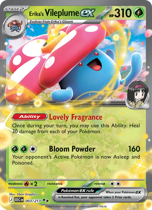 Erika's Vileplume ex Holo 003/217 Ascended Heroes Pokémon Card