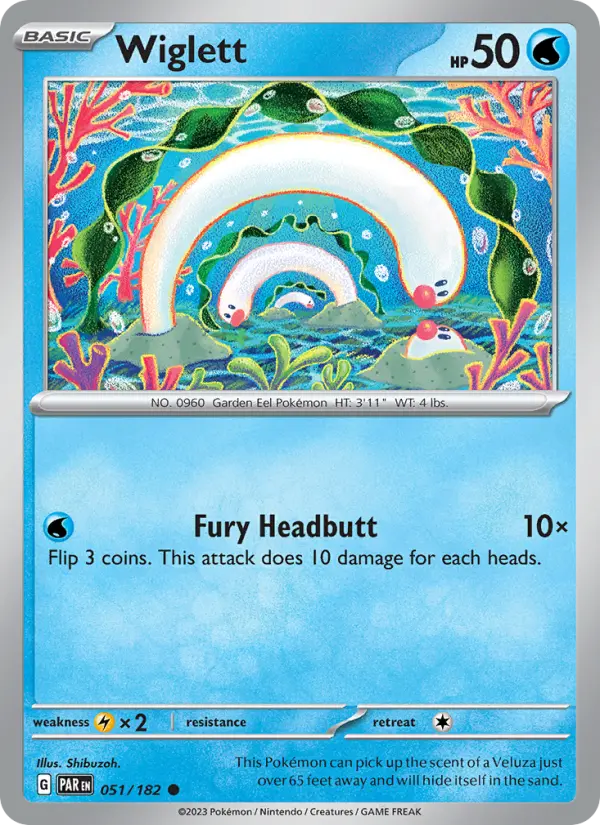 Wiglett Reverse Holo 051/182 Paradox Rift Pokémon Card