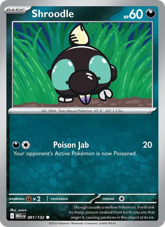 Shroodle Normal 091/132 Mega Evolution Pokémon Card