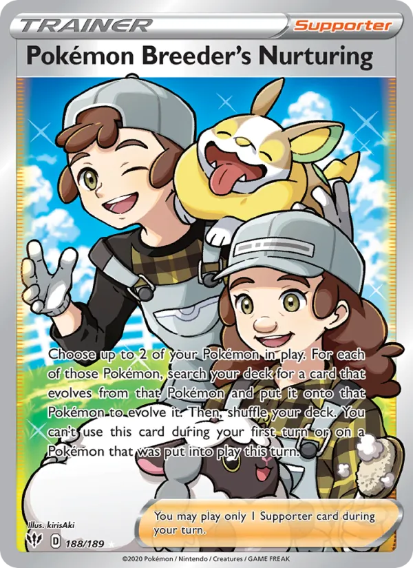Pokémon Breeder's Nurturing Holo 188/189 Darkness Ablaze Pokémon Card