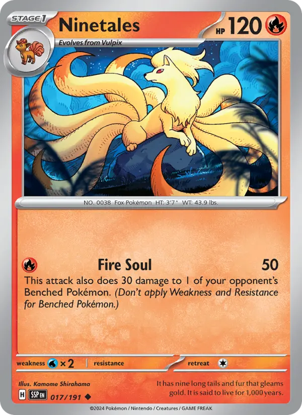 Ninetales Reverse Holo 017/191 Surging Sparks Pokémon Card