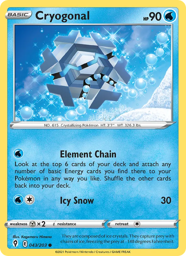 Cryogonal Reverse Holo 043/203 Evolving Skies Pokémon Card