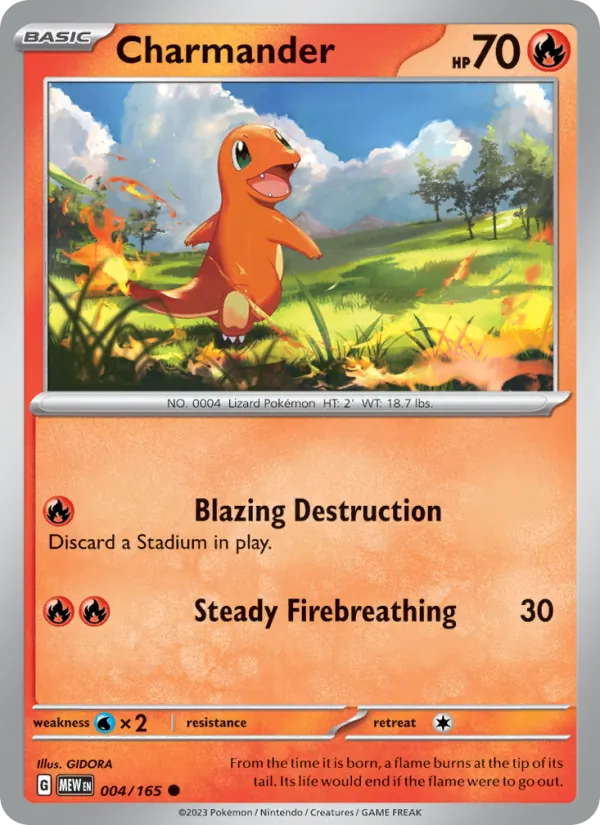Charmander Normal 004/165 151 Pokémon Card