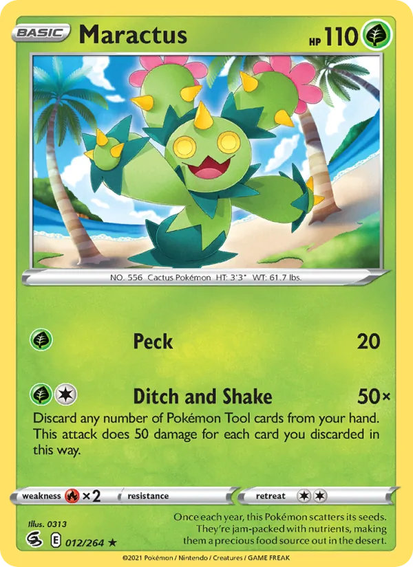 Maractus Reverse Holo 012/264 Fusion Strike Pokémon Card