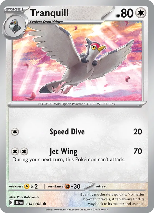Tranquill Normal 134/162 Temporal Forces Pokémon Card