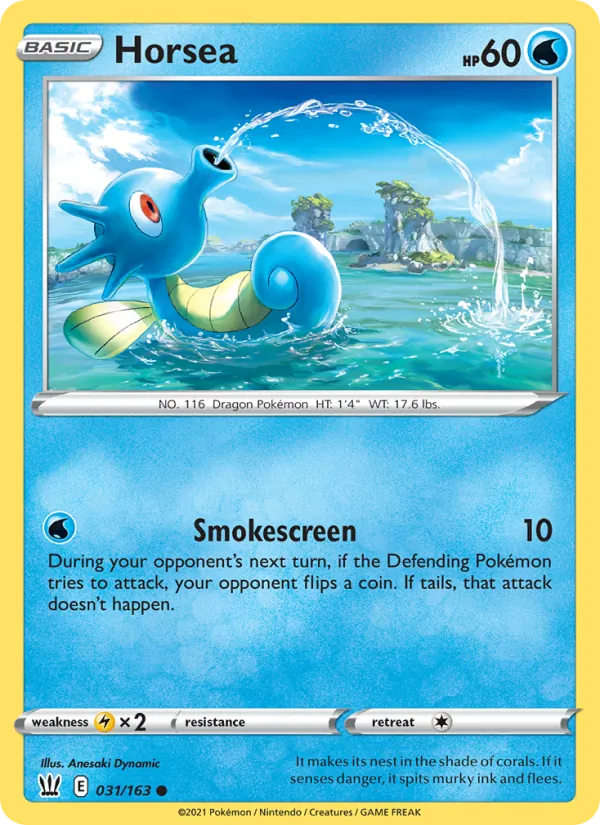 Horsea Reverse Holo 031/163 Battle Styles Pokémon Card