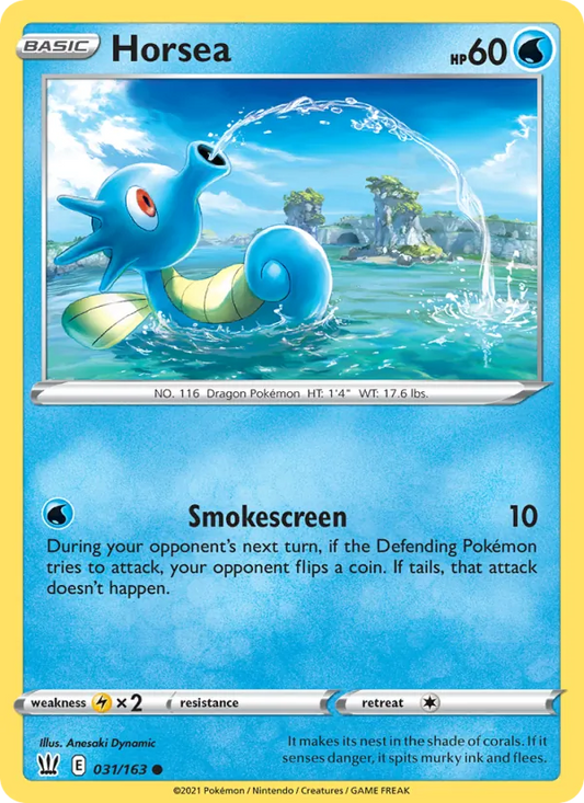 Horsea Reverse Holo 031/163 Battle Styles Pokémon Card