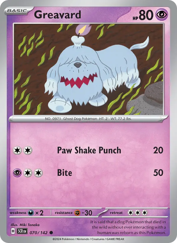 Greavard Reverse Holo 070/142 Stellar Crown Pokémon Card