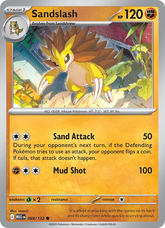 Sandslash Non-Holo 069/132 Mega Evolution Pokémon Card